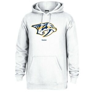 Nashville Predators NHL Reebok Men's White Jersey Crest Pullover Hoodie Fleece